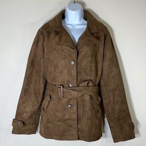 NWOT. BOTTEGA VENEZIA ITALIA Leather Suede Trench Coat Women’s-M (Measurement).